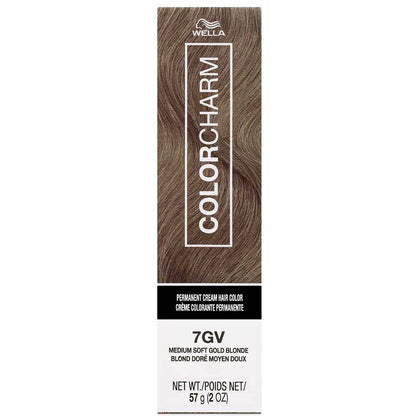 Wella Color Charm hair color box with brown hair swatch on a white background