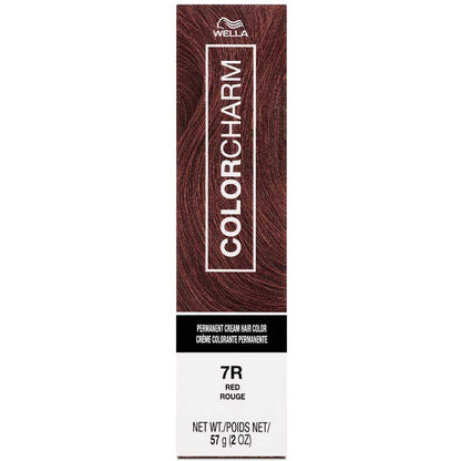 Wella Color Charm hair color box with red shade on a white background