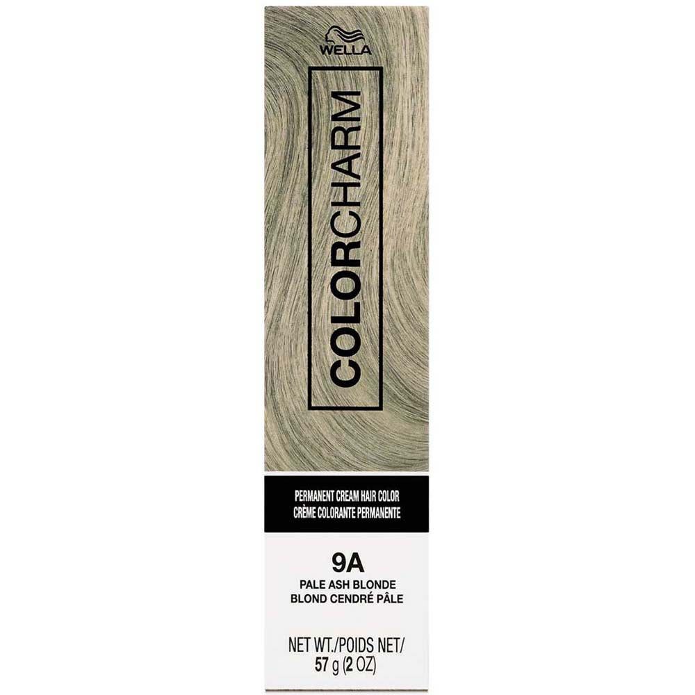 Wella Color Charm hair color box with '9A Pale Ash Blonde' on a white background