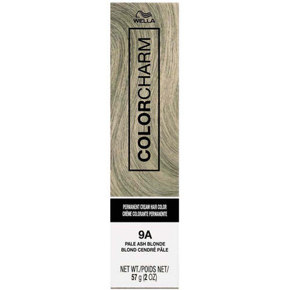 Wella Color Charm hair color box with '9A Pale Ash Blonde' on a white background