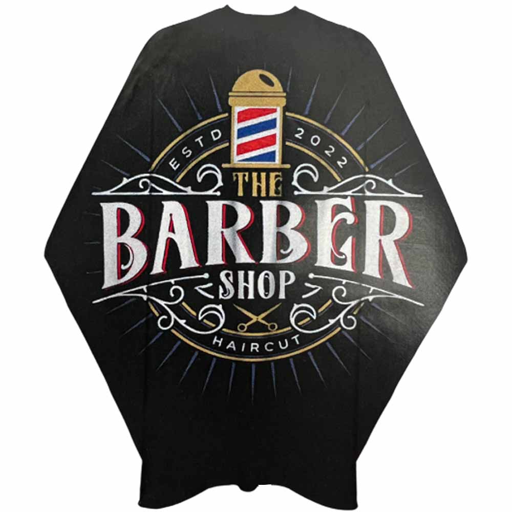 THE SHAVE FACTORY BARBER CAPE - THE BARBERSHOP HAIRCUT Cape THE SHAVE FACTORY for sacramento, california, barbers, hair stylist, cosmetologist, beauty industry