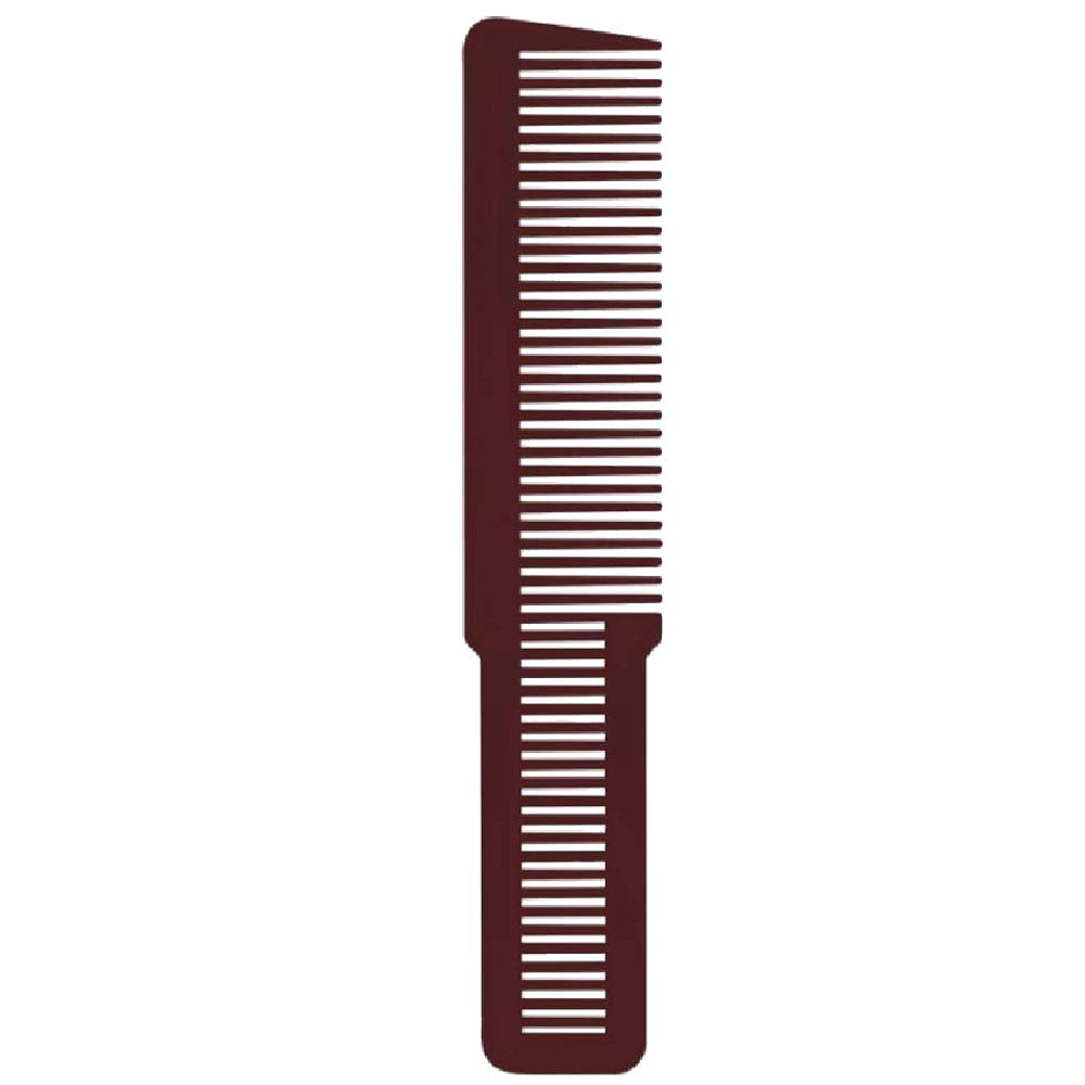 WAHL CLIPPER STYLING COMB

A clean, professional product studio shot showcasing a single, metallic burgundy Wahl Clipper Styling Comb positioned vertically against a solid white background. The image highlights the comb's signature dual-texture layout, featuring wide teeth on the upper half and finer teeth on the lower handle portion, under bright, even studio lighting | BeauBar Supply
