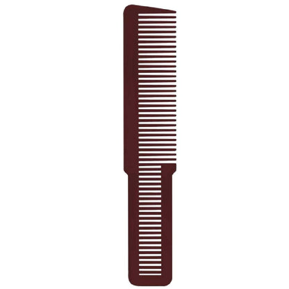 WAHL CLIPPER STYLING COMB

A clean, professional product studio shot showcasing a single, metallic burgundy Wahl Clipper Styling Comb positioned vertically against a solid white background. The image highlights the comb's signature dual-texture layout, featuring wide teeth on the upper half and finer teeth on the lower handle portion, under bright, even studio lighting | BeauBar Supply