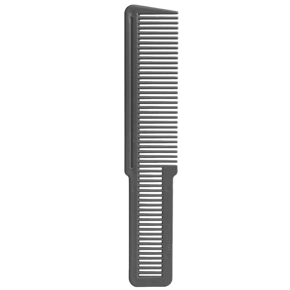 WAHL CLIPPER STYLING COMB

A clean, professional product studio shot showcasing a single, sleek gray Wahl Clipper Styling Comb positioned vertically against a solid white background. The image highlights the comb's signature dual-texture layout, featuring wide teeth on the upper half and finer teeth on the lower handle portion, under bright, even studio lighting | BeauBar Supply
