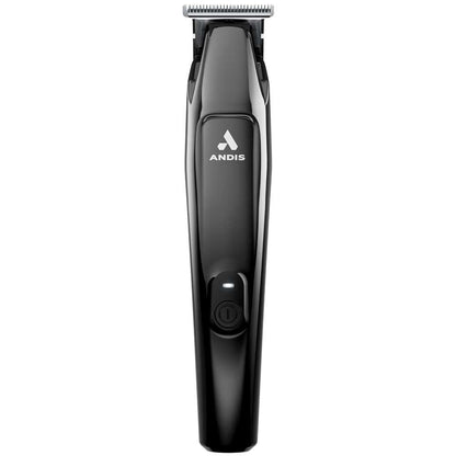 A black cordless hair trimmer with a silver metal cutting head, featuring the ANDIS brand logo on the front, set against a plain white background.