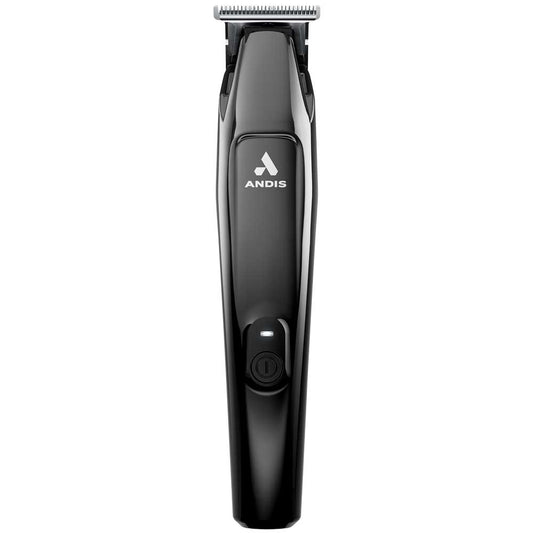 A black cordless hair trimmer with a silver metal cutting head, featuring the ANDIS brand logo on the front, set against a plain white background.