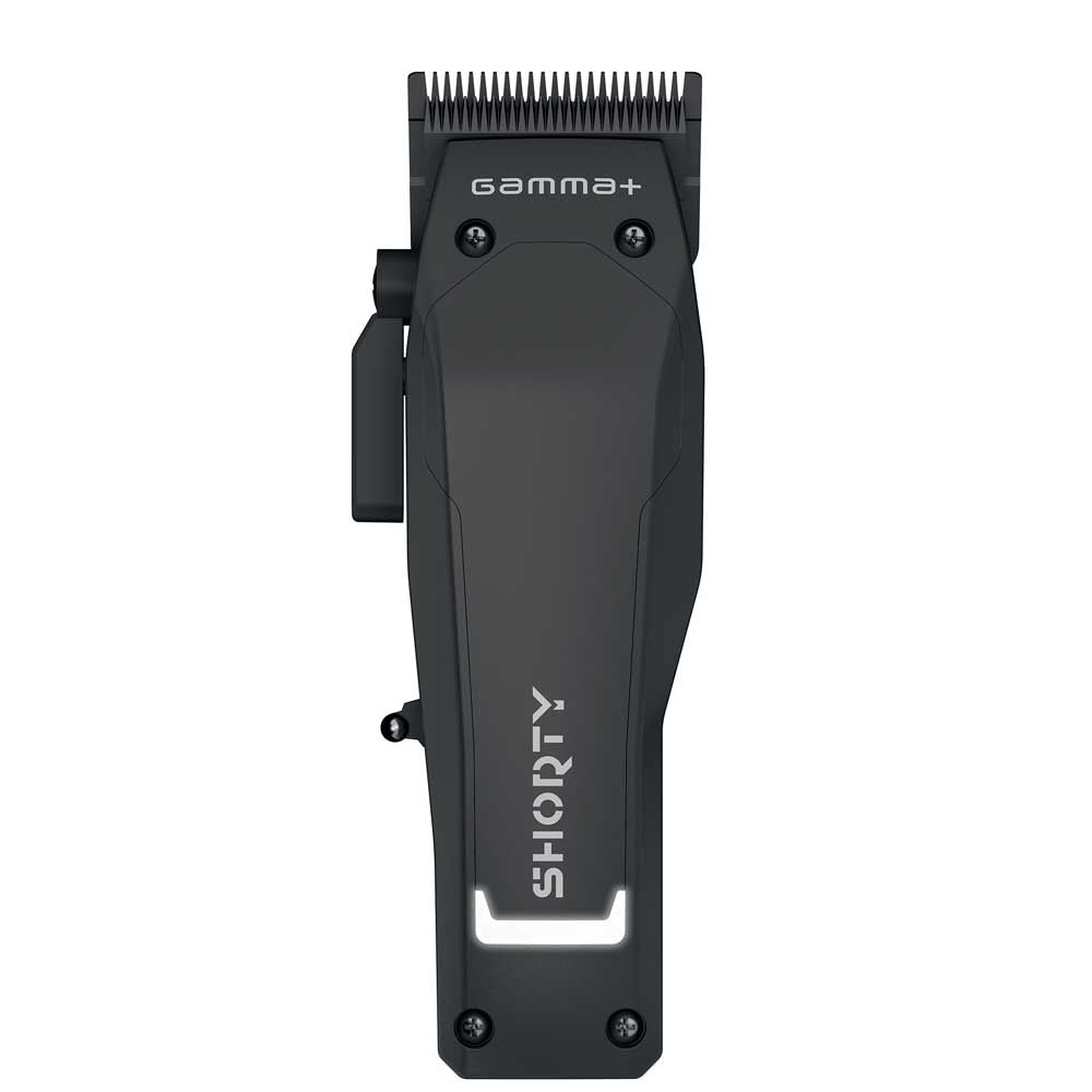 GAMMA+ Shorty Compact Clipper front profile view - Professional barber tools