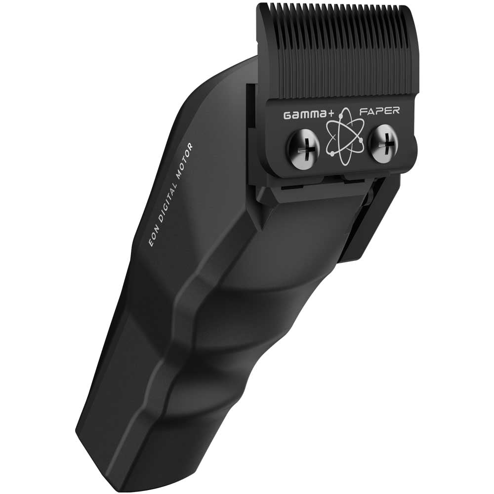 GAMMA+ Shorty professional cordless barber clipper showing the blade and ergonomic body
