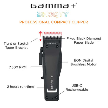 GAMMA+ SHORTY COMPACT CLIPPER Clipper GAMMA for sacramento, california, barbers, hair stylist, cosmetologist, beauty industry