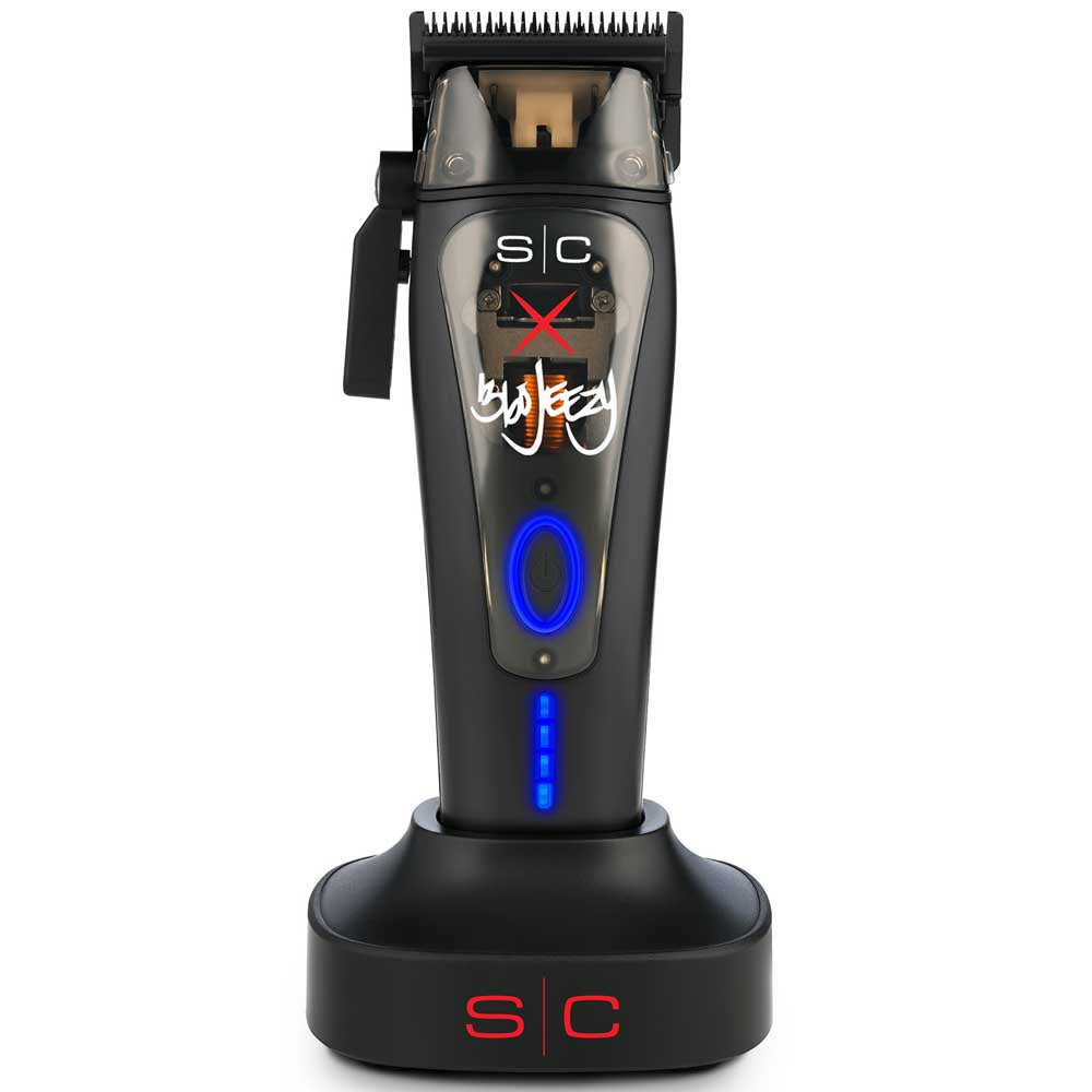 StyleCraft x 360 Jeezy cordless barber clipper standing on a white background