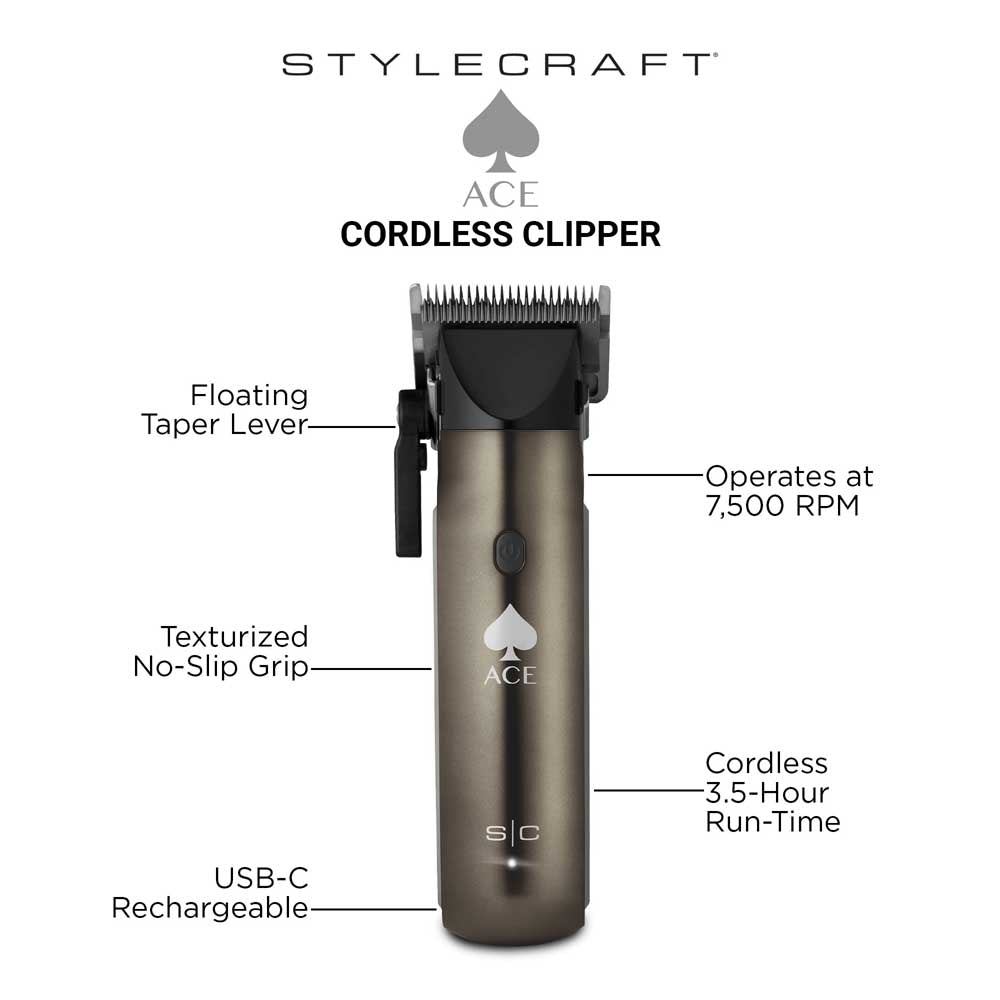 STYLECRAFT ACE COMPACT CORDLESS CLIPPER Clipper STYLECRAFT for sacramento, california, barbers, hair stylist, cosmetologist, beauty industry