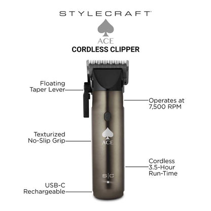 STYLECRAFT ACE COMPACT CORDLESS CLIPPER Clipper STYLECRAFT for sacramento, california, barbers, hair stylist, cosmetologist, beauty industry