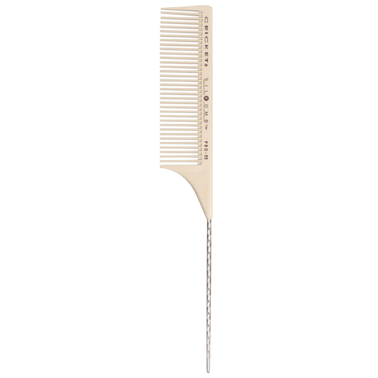 BeauBAR Supply CRICKET SILKOMB - PRO - 55 WIDE TOOTHED METAL RATTAIL COMB CL - 15006