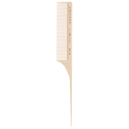 BeauBAR Supply CRICKET SILKOMB - PRO - 60 MEDIUM TOOTHED RATTAIL COMB CL - 15014