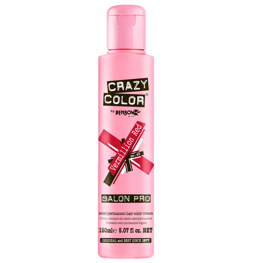 BeauBAR Supply CRAZY COLOR SEMI - PERMANENT HAIR COLOR CREAM - 40 VERMILLION RED CO - 01852