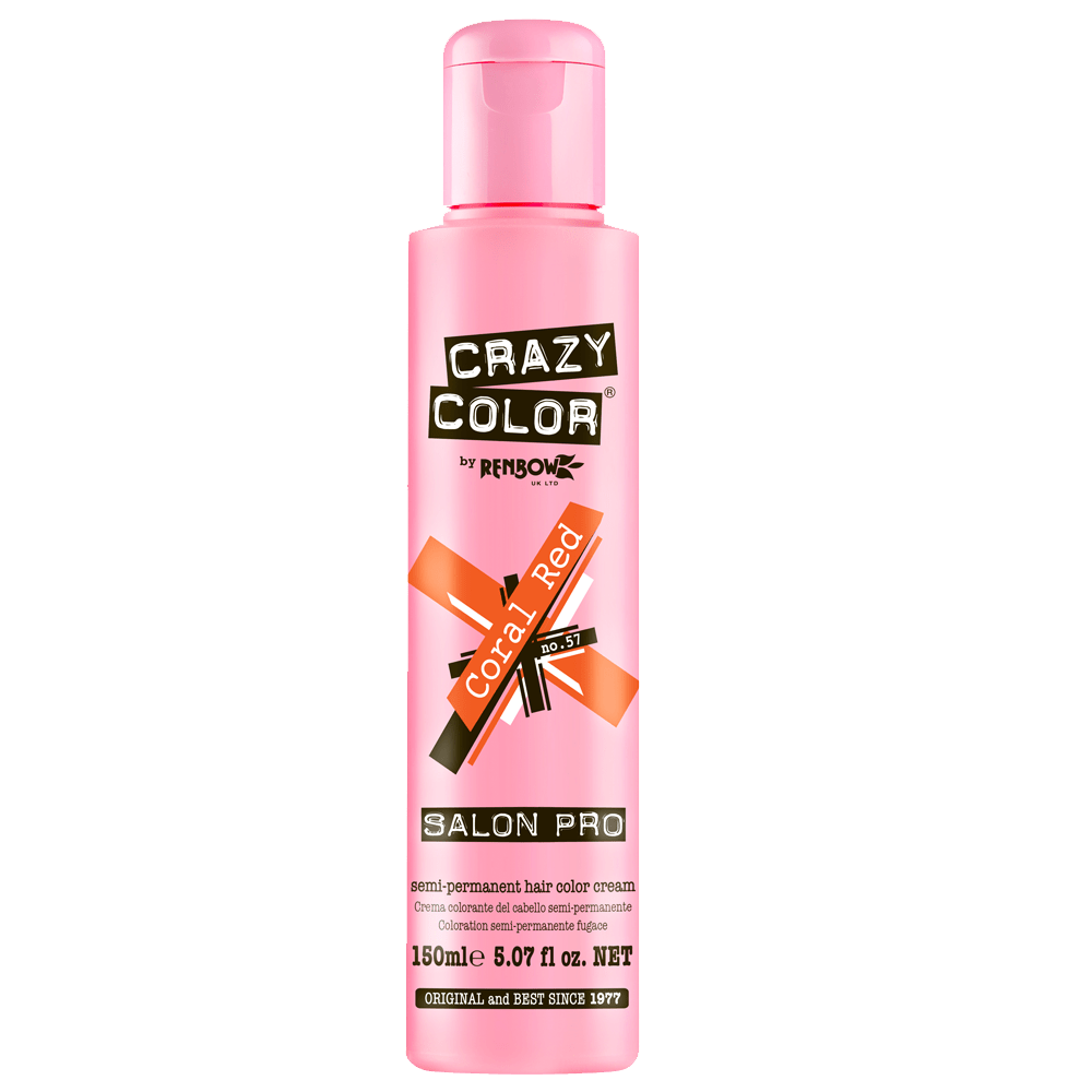 BeauBAR Supply CRAZY COLOR SEMI - PERMANENT HAIR COLOR CREAM - 57 CORAL RED CO - 01866