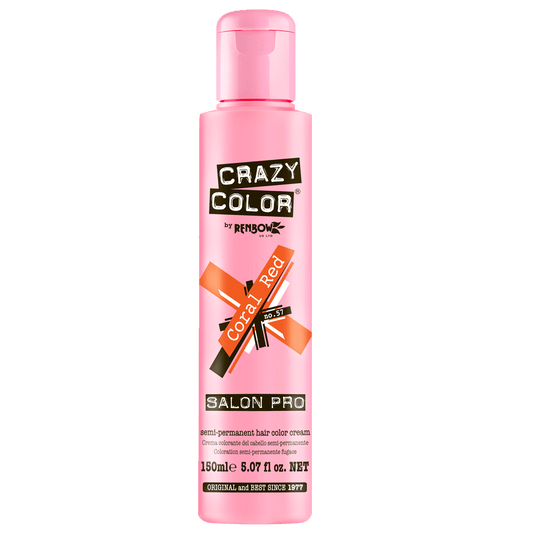 BeauBAR Supply CRAZY COLOR SEMI - PERMANENT HAIR COLOR CREAM - 57 CORAL RED CO - 01866