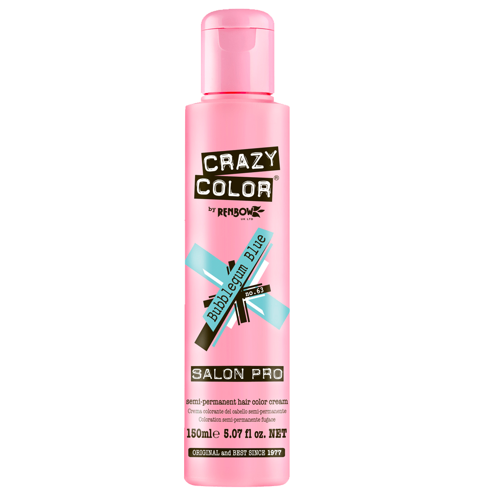 BeauBAR Supply CRAZY COLOR SEMI - PERMANENT HAIR COLOR CREAM - 63 BUBBLEGUM BLUE CO - 01871