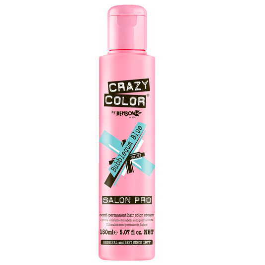 BeauBAR Supply CRAZY COLOR SEMI - PERMANENT HAIR COLOR CREAM - 63 BUBBLEGUM BLUE CO - 01871