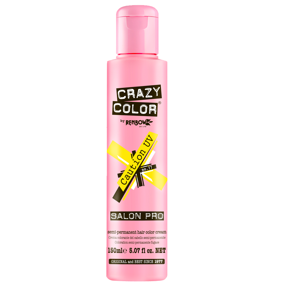 CRAZY COLOR SEMI-PERMANENT HAIR COLOR CREAM - 77 CAUTION UV