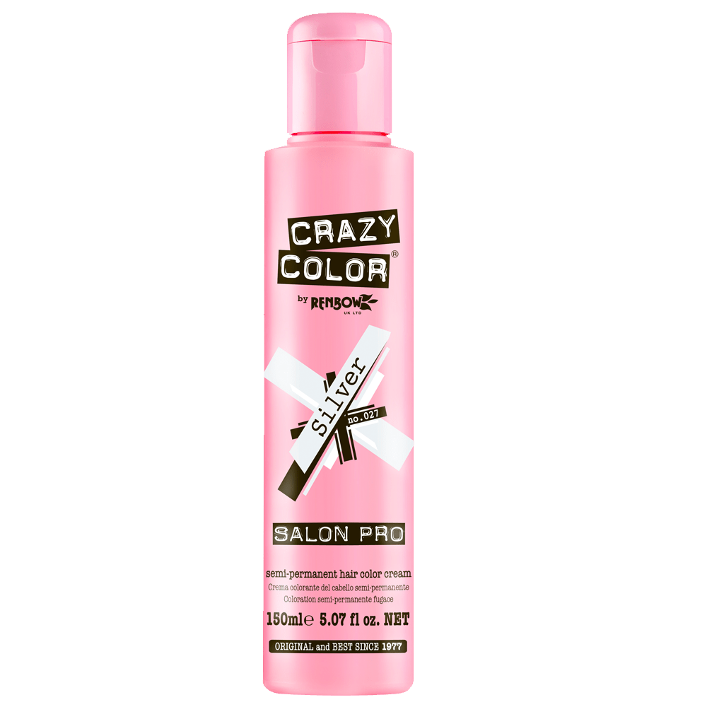 BeauBAR Supply CRAZY COLOR SEMI - PERMANENT HAIR COLOR CREAM - 027 SILVER CO - 01888