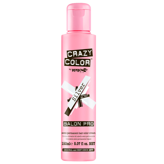 BeauBAR Supply CRAZY COLOR SEMI - PERMANENT HAIR COLOR CREAM - 027 SILVER CO - 01888