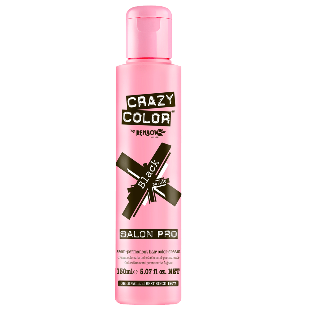 BeauBAR Supply CRAZY COLOR SEMI - PERMANENT HAIR COLOR CREAM - 030 BLACK CO - 01890