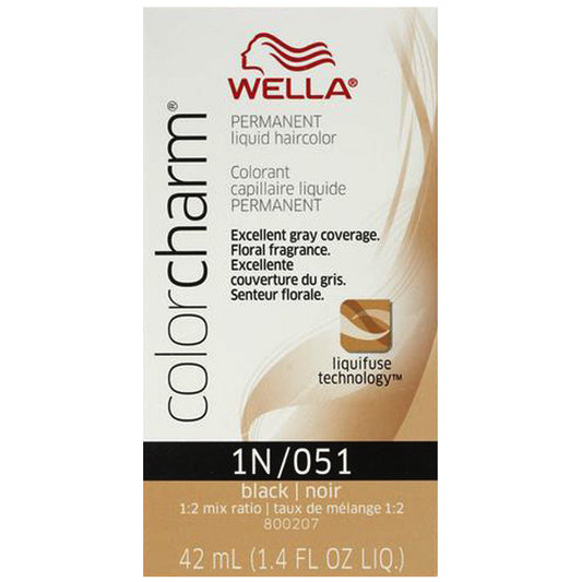 WELLA COLOR CHARM PERMANENT LIQUID HAIR COLOR - 1N/051 BLACK