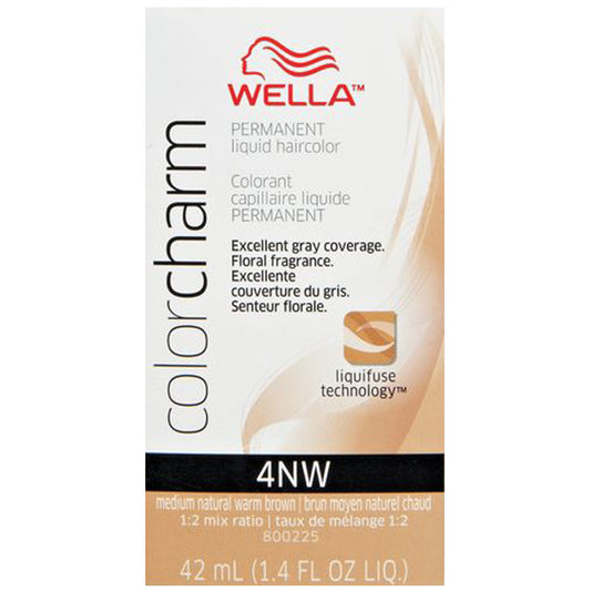 WELLA COLOR CHARM PERMANENT LIQUID HAIR COLOR - 4NW MEDIUM NATURAL WARM BROWN