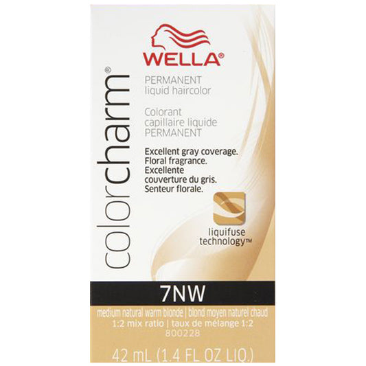 WELLA COLOR CHARM PERMANENT LIQUID HAIR COLOR - 7NW MEDIUM NATURAL WARM BLONDE