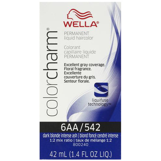 WELLA COLOR CHARM PERMANENT LIQUID HAIR COLOR - 6AA/542 DARK BLONDE INTENSE ASH