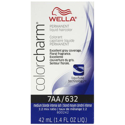 WELLA COLOR CHARM PERMANENT LIQUID HAIR COLOR - 7AA/632 MEDIUM BLONDE INTENSE ASH