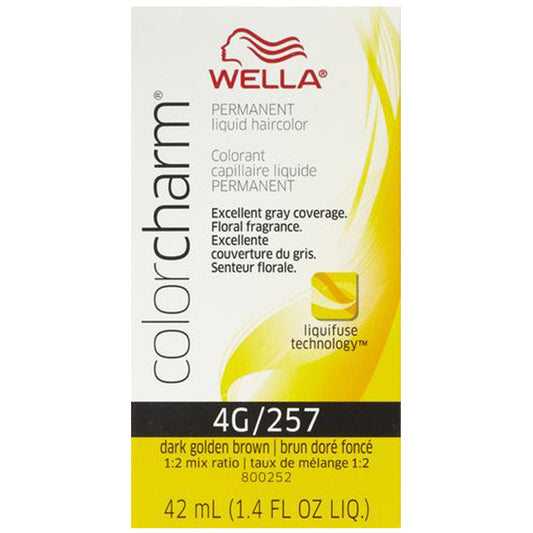 WELLA COLOR CHARM PERMANENT LIQUID HAIR COLOR - 4G/257 DARK GOLDEN BROWN