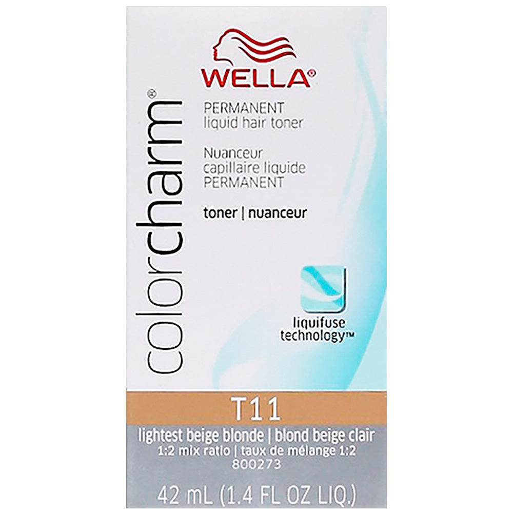 WELLA COLOR CHARM PERMANENT LIQUID HAIR COLOR - TONER T11 LIGHTEST BEIGE BLONDE