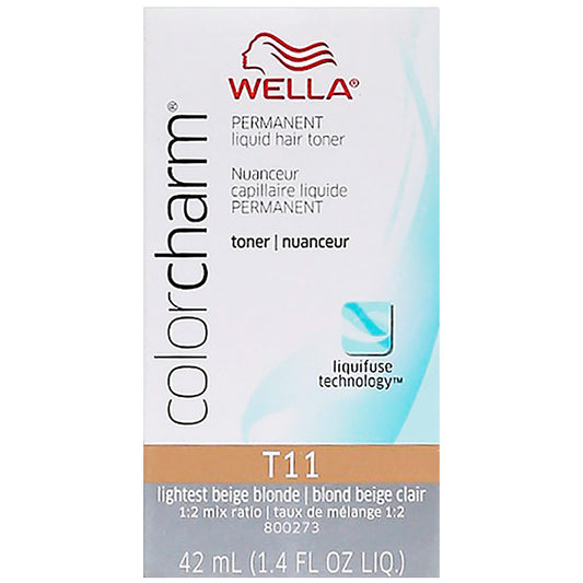 WELLA COLOR CHARM PERMANENT LIQUID HAIR COLOR - TONER T11 LIGHTEST BEIGE BLONDE