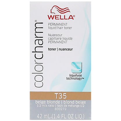 WELLA COLOR CHARM PERMANENT LIQUID HAIR COLOR - TONER T35 BEIGE BLONDE