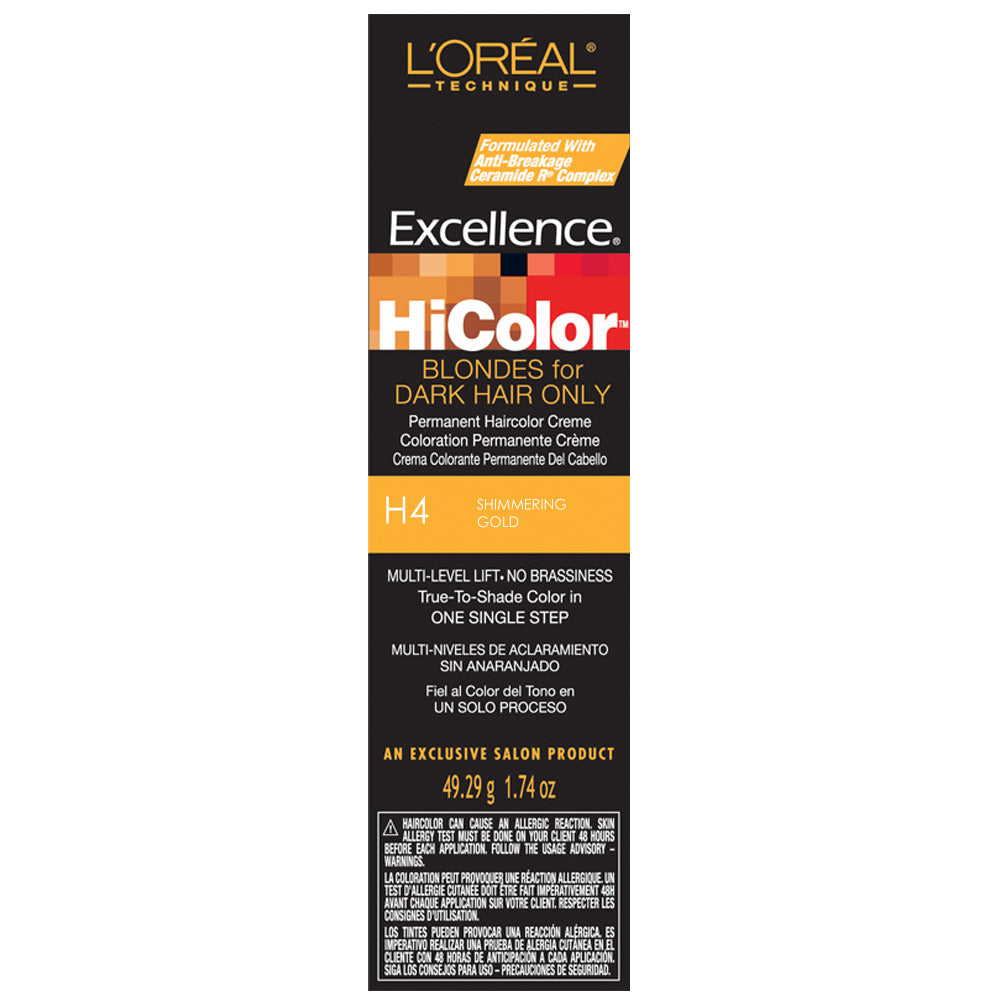 L'OREAL EXCELLENCE HICOLOR PERMANENT CREME HAIR COLOR BLONDES - H4 SHIMMERING GOLD