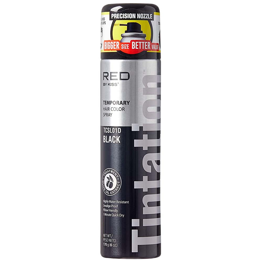 Red by Kiss Tintation Temporary Hair Color Spray - Black 6 oz