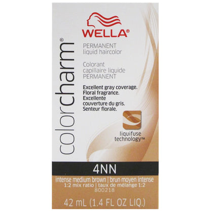 WELLA COLOR CHARM PERMANENT LIQUID HAIR COLOR - 4NN INTENSE MEDIUM BROWN