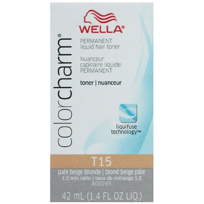 WELLA COLOR CHARM PERMANENT LIQUID HAIR COLOR - TONER T15 PALE BEIGE BLONDE