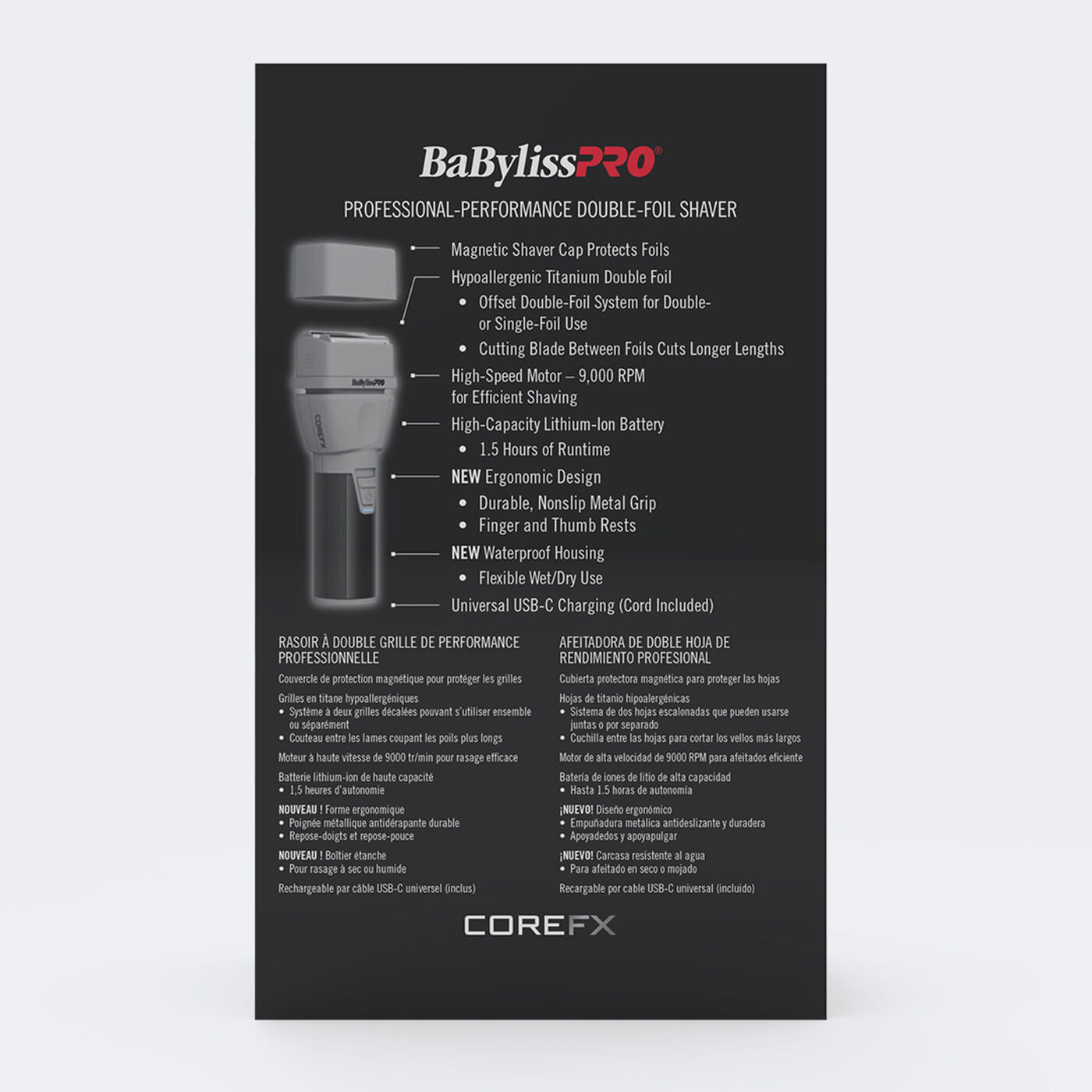 BABYLISSPRO COREFX DOUBLE FOIL SHAVER - GRAY Shaver BABYLISSPRO for sacramento, california, barbers, hair stylist, cosmetologist, beauty industry