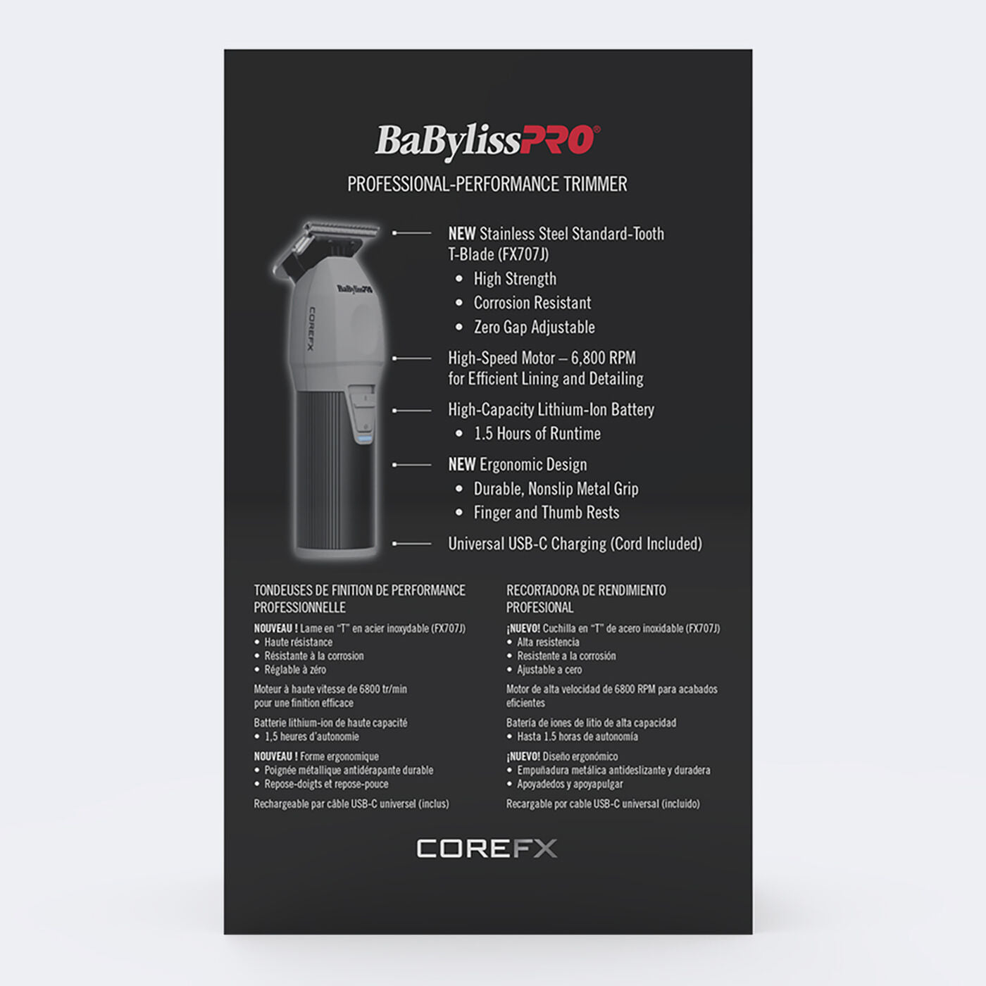 BABYLISSPRO COREFX TRIMMER - GRAY Trimmer BABYLISSPRO for sacramento, california, barbers, hair stylist, cosmetologist, beauty industry