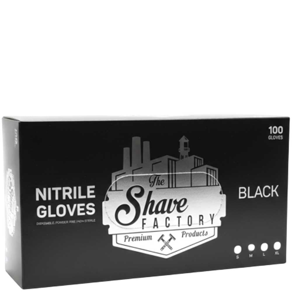 THE SHAVE FACTORY NITRILE GLOVES - BLACK Gloves THE SHAVE FACTORY for sacramento, california, barbers, hair stylist, cosmetologist, beauty industry