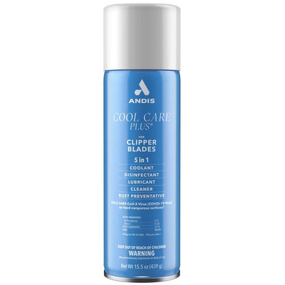 Andis Cool Care Plus 5-in-1 Disinfecting Clipper Spray 15.5 oz professional blade cleaner and lubricant | BeauBAR Supply