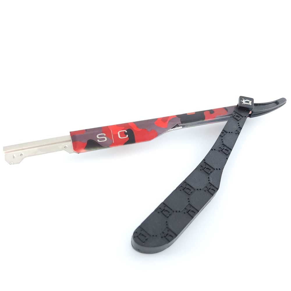 STYLECRAFT DELUXE LINE STRAIGHT EDGE RAZOR - CAMO RED Straight Razor STYLECRAFT for sacramento, california, barbers, hair stylist, cosmetologist, beauty industry