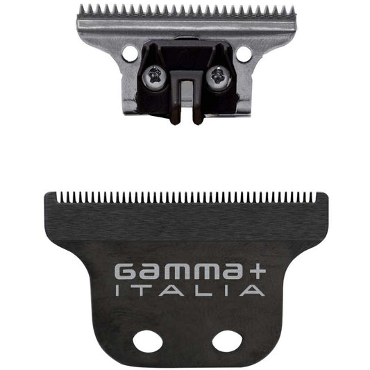 GAMMA+ CLASSIC FIXED BLADE & DEEP TOOTH MOVING BLADE packaging and replacement blades set featuring a Black Diamond Carbon DLC fixed taper blade and a stainless steel deep tooth moving cutter for professional salon, barbershop, and beauty supply use | BeauBar Supply