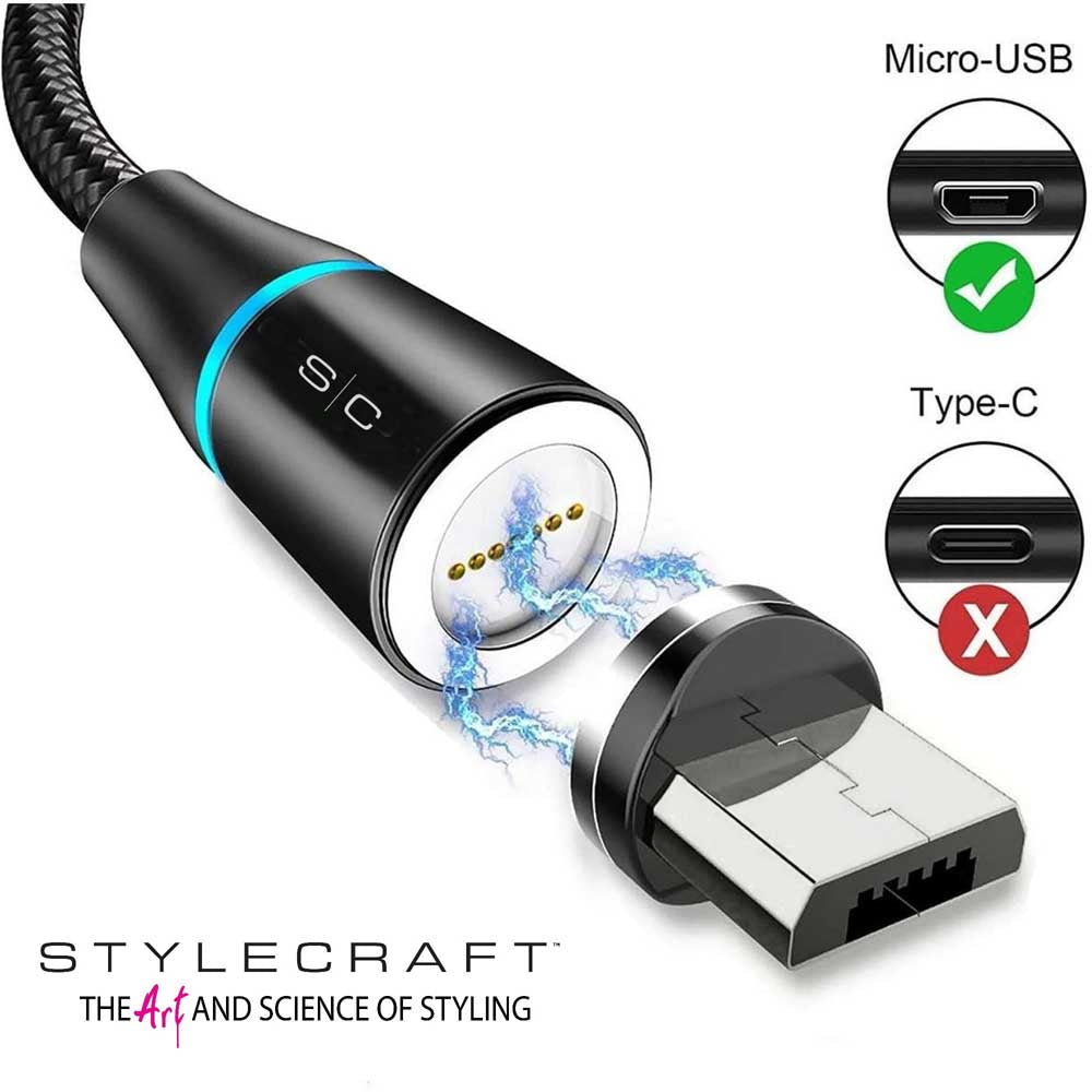 STYLECRAFT MICRO USB MAGNETIC CHARGING CORD CABLE Clipper Cord STYLECRAFT for sacramento, california, barbers, hair stylist, cosmetologist, beauty industry