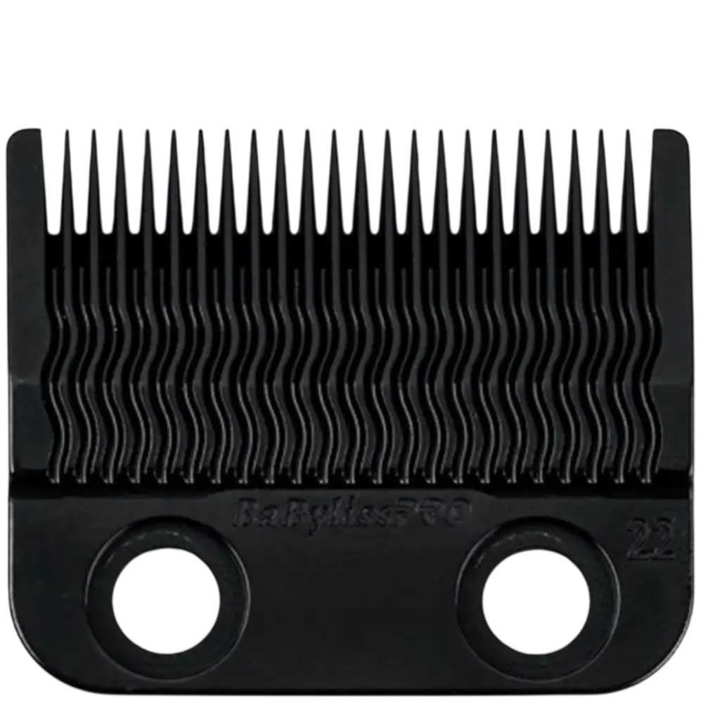 Close-up of the black titanium BaBylissPRO MIM replacement clipper blade, model FX8024B.