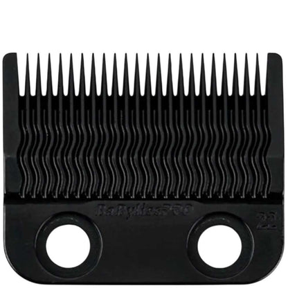 Close-up of the black titanium BaBylissPRO MIM replacement clipper blade, model FX8024B.