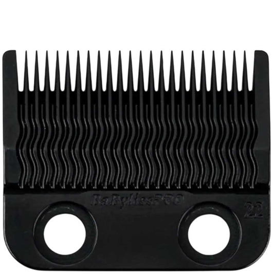 Close-up of the black titanium BaBylissPRO MIM replacement clipper blade, model FX8024B.